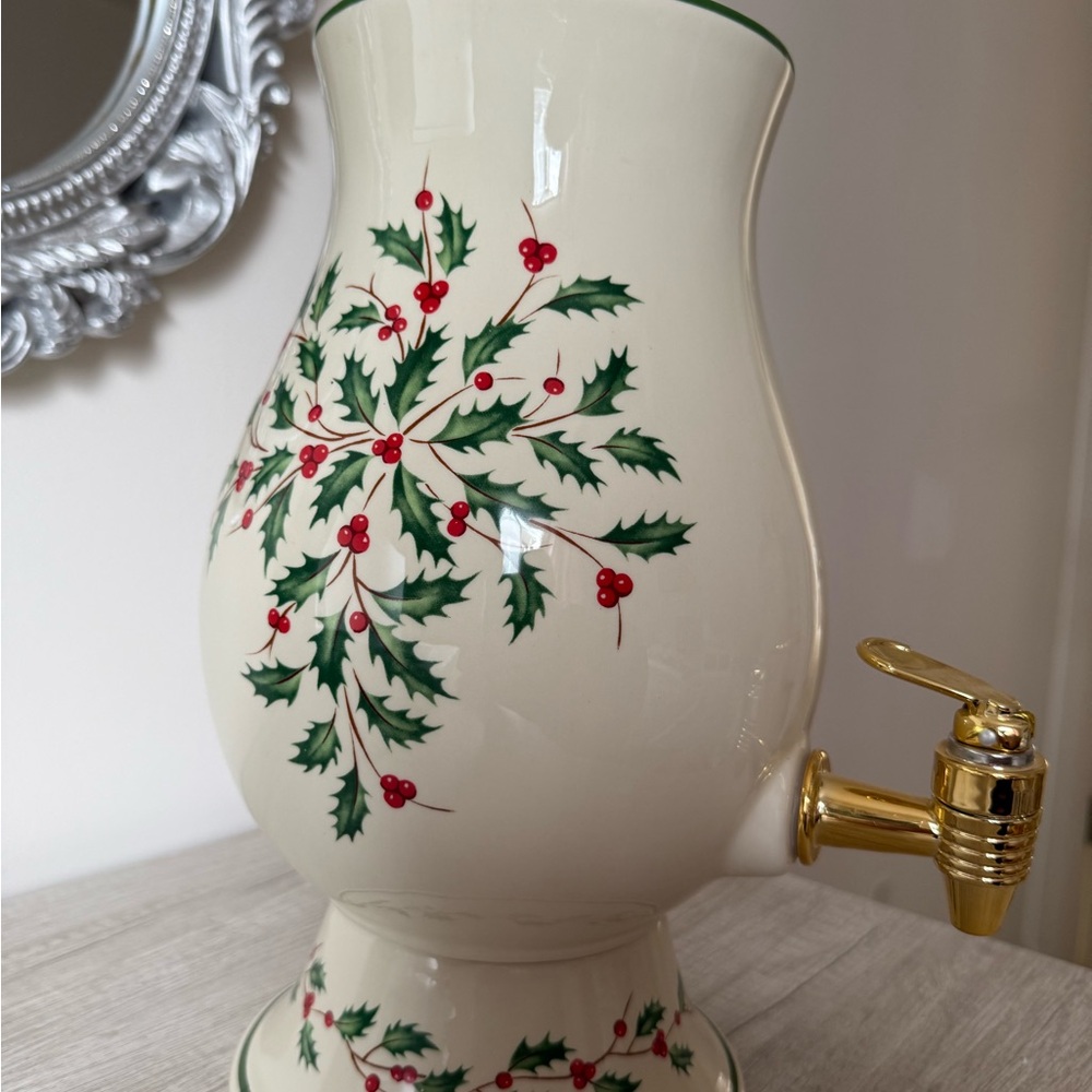 Lenox Holiday Beverage Dispenser with Holly Design